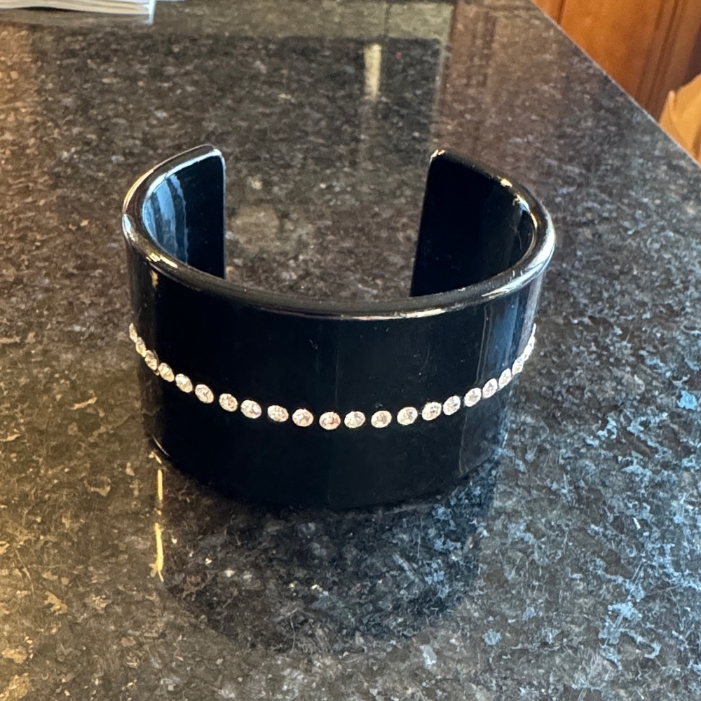 Black Cuff Bracelet with Rhinestones